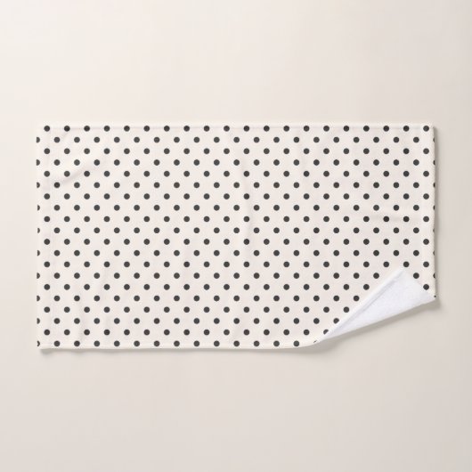 Black and White Ivory Polka Dot Pattern Retro  (Serviette à main)