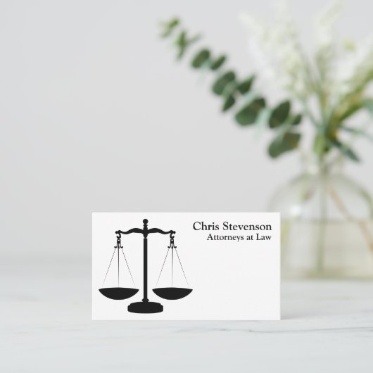 Black and White Justice Scale Attorney Visitekaartje (Staand voorkant)