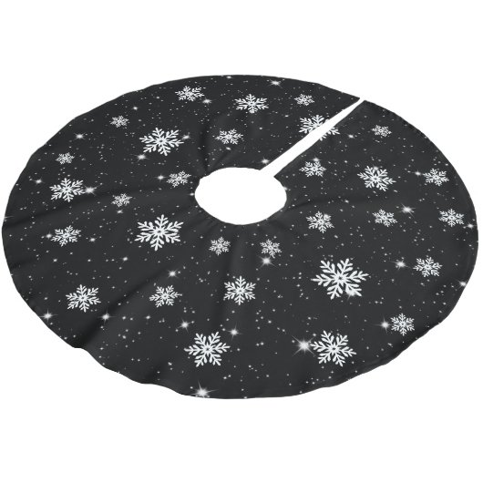 Black and White Kerstsnowflake Winter Pattern Kerstboom Rok (Gekanteld)