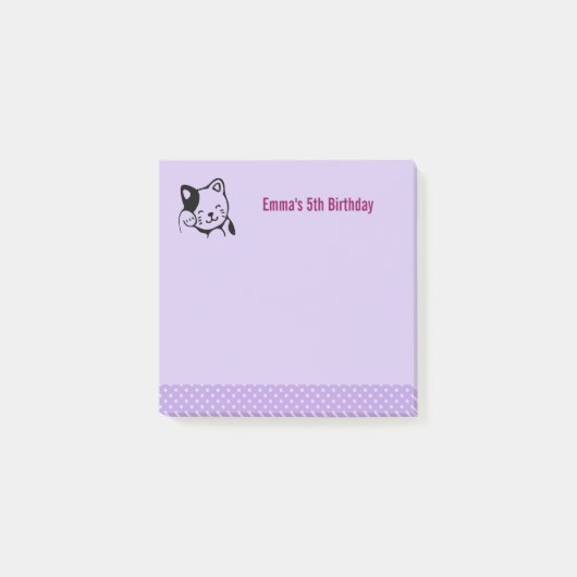 Black and White Kitty Cat Waving Hallo Birthday Post-it® Notes (Voorkant)