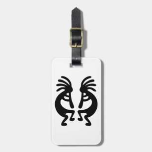Black and White Kokopelli Bagagelabel
