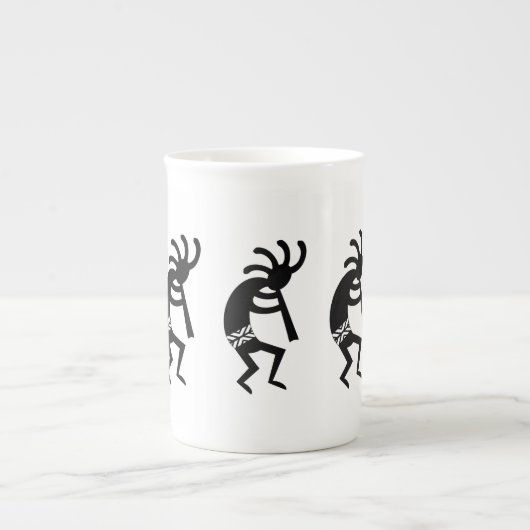 Black and White Kokopelli Southwest Porselein Kop (Voorkant)