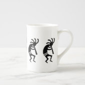 Black and White Kokopelli Southwest Porselein Kop (Rechts)