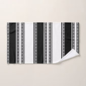 Black and white lace braid and horizontal stripes bad handdoek (Handdoek)