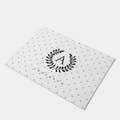 Black And White Laurel Monogram Polka Dot Pattern Deurmat (Schuin)