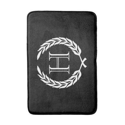 Black and White Laurel Wreath Badmat (Voorkant Verticaal)