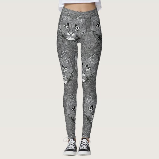 Black and White Leggings for Cat Lovers (Devant)
