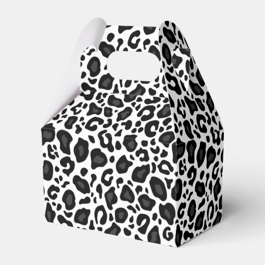 Black and white leopard cheetah pattern bedankdoosjes (Voorkant Zijde)