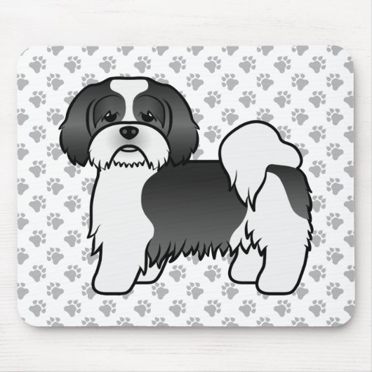 Black and White Lhasa Apso Cute Dog Muismat (Voorkant)
