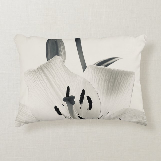 Black and White Lily Closeup Accent Kussen (Voorkant)