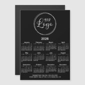 Black and White Logo 2026 Magnetic Calendar (Voorkant / Achterkant)