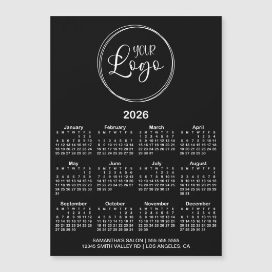 Black and White Logo 2026 Magnetic Calendar (Voorkant)