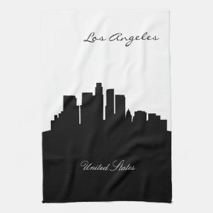 Black and White Los Angeles Skyline Theedoek