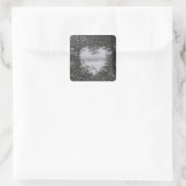 Black and White Love Snow Heart Vierkante Sticker (Tas)