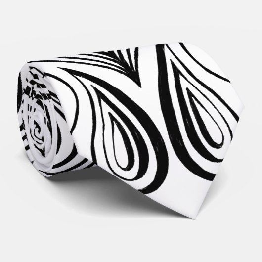 Black and White Mandala Trippy Psychedelic Hippie Stropdas (Opgerold)