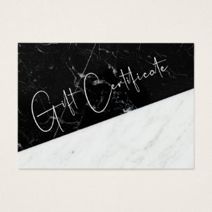 Black and White Marble Business Gift Certificate Visitekaartje