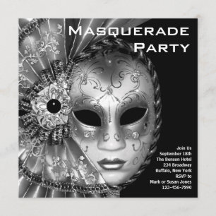 Black and White Masquerade Party Kaart