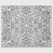 Black and White Mehndi Paisley Indian Pattern Cadeaupapier (Vlak)