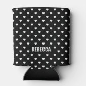 Black and White Mini Hearts Pattern Personalised Blikjeskoeler (Achterkant)
