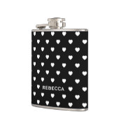 Black and White Mini Hearts Pattern Personalised Heupfles (Links)
