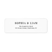 Black and White Minimalist Script Wedding Address Etiket (Voorkant)