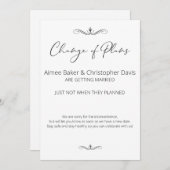 Black and White Minimalist Weddenschap Postponed Kaart (Voorkant / Achterkant)