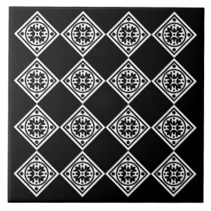 Black and White Modern Art Deco Diamonds Trivet Tegeltje