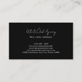 Black and White Modern Calligraphy Script Monogram Visitekaartje (Achterkant)