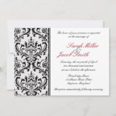 Black and White Modern Damask Wedding Kaart (Voorkant)
