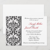 Black and White Modern Damask Wedding Kaart (Voorkant / Achterkant)