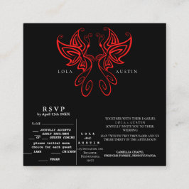 Black and White Modern Elegance Wedding RED Informatiekaartje