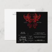 Black and White Modern Elegance Wedding RED Kaart (Voorkant / Achterkant)