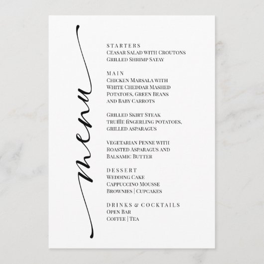 Black and White Modern Elegant Menu  (Voorkant)