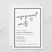 Black and White Modern Engagement Party Kaart (Voorkant)