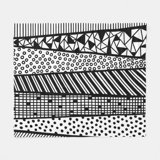 Black and white - modern pattern fleece deken (Voorkant (Horizontaal))