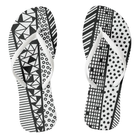 Black and white - modern pattern teenslippers (Voetbed)