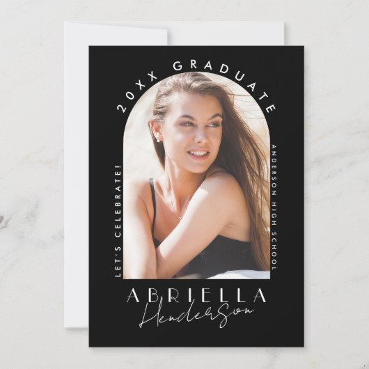 Black and White Modern Photo Graduation Invitation (Devant)