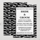 Black and White Modern Stripe Luxury Wedding Kaart (Voorkant / Achterkant)