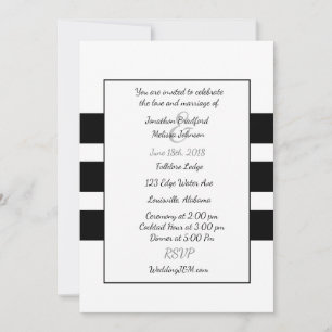 Black and White Modern Stripe Wedding Invitations