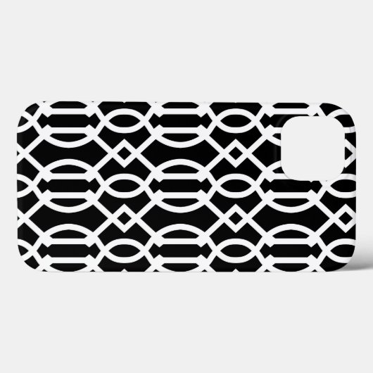 Black and White Modern Trellis Pattern Case-Mate iPhone Case (Achterkant (horizontaal))