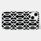 Black and White Modern Trellis Pattern Case-Mate iPhone Case (Achterkant (horizontaal))