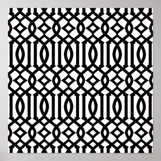 Black and White Modern Trellis Pattern Poster (Voorkant)