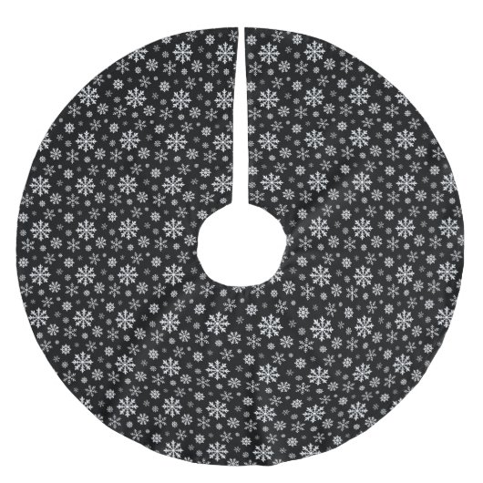 Black And White Modern Winter Snowflakes Pattern Kerstboom Rok (Voorkant)