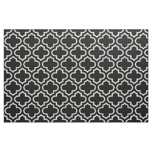 Black and White Moroccan Trellis Pattern Fabric 02 Stof