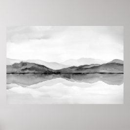 Black and White Mountain Reflections Poster
