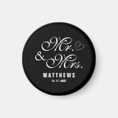 Black and white Mr en Mrs Wedding Monogram Magnet Magneet (Voorkant)