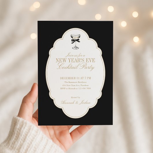 Black and White New Year's Eve Party Invitation