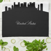 Black and White New York Skyline Theedoek (Gevouwen)