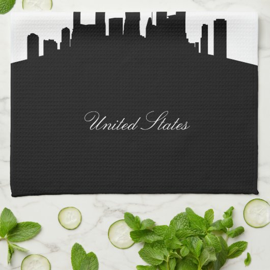 Black and White New York Skyline Theedoek (Gevouwen)