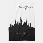 Black and White New York Skyline Theedoek (Verticaal)